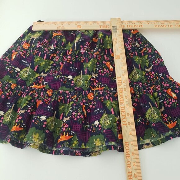 Lands End Forest Corduroy Skirt Fox Rabbit Cotton Pull On Girls Size Large - Picture 9 of 11